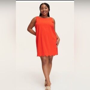 Kate Spade x Target Vibrant Coral Scalloped Mini Shift Sleeveless Dress XXL